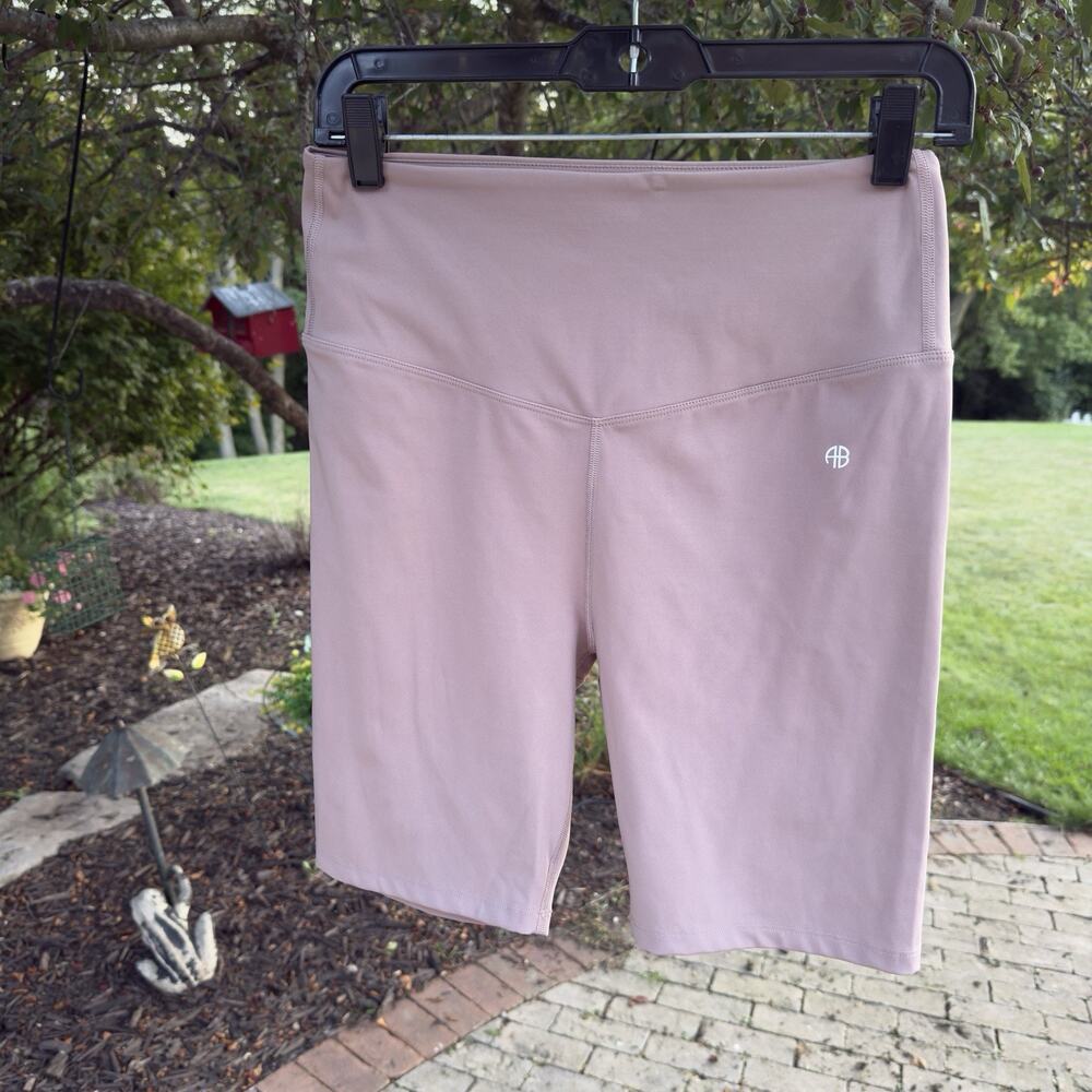Anine Bing Sport Women's-S High Rise Biker Shorts Pink Blush Active Yoga (185)